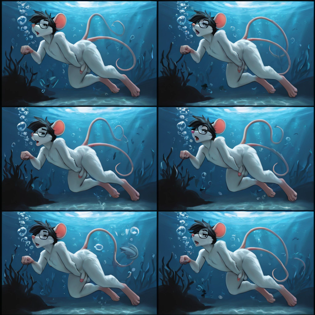 Mouse in Underwater Night