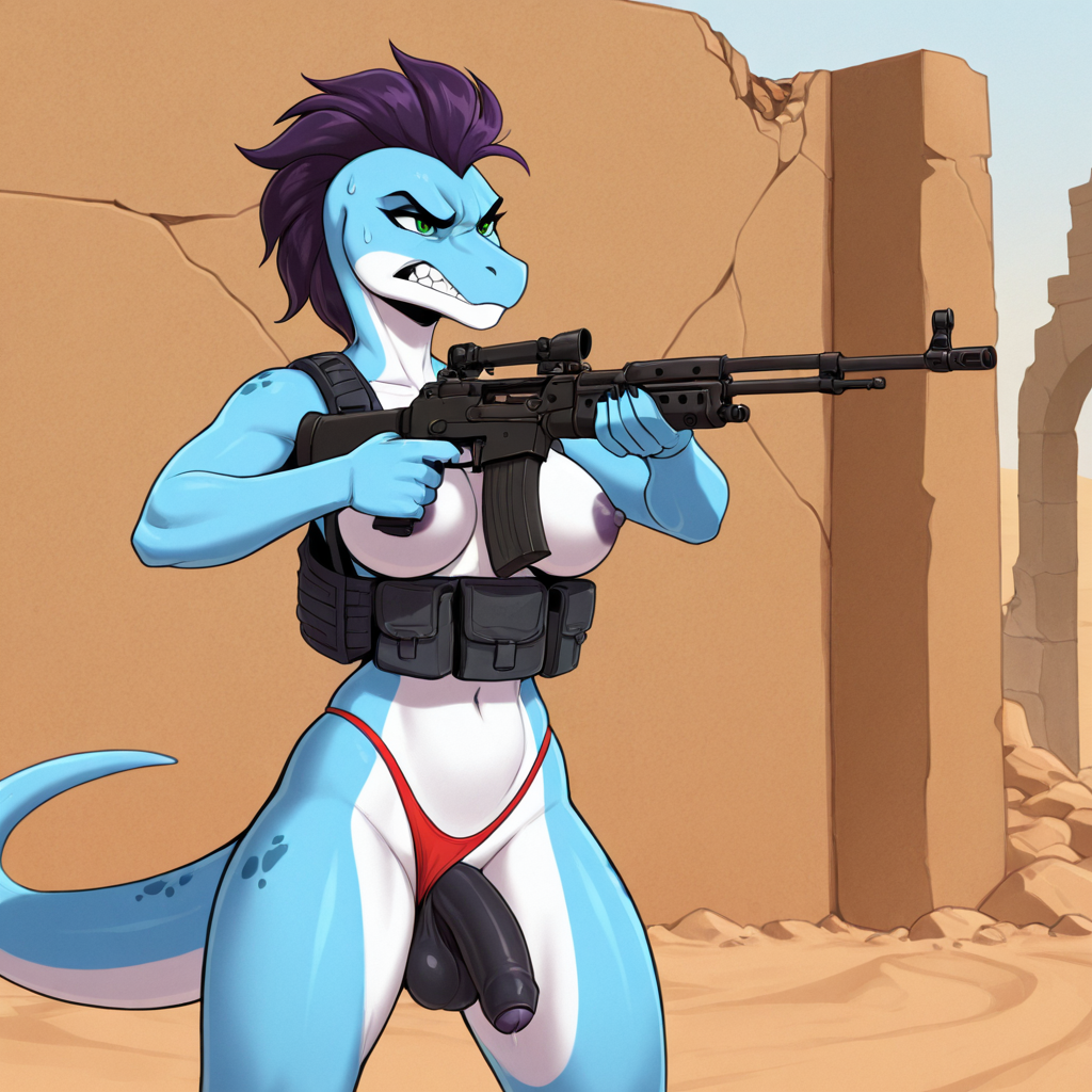 Raptor Warrior in Desert Ruins