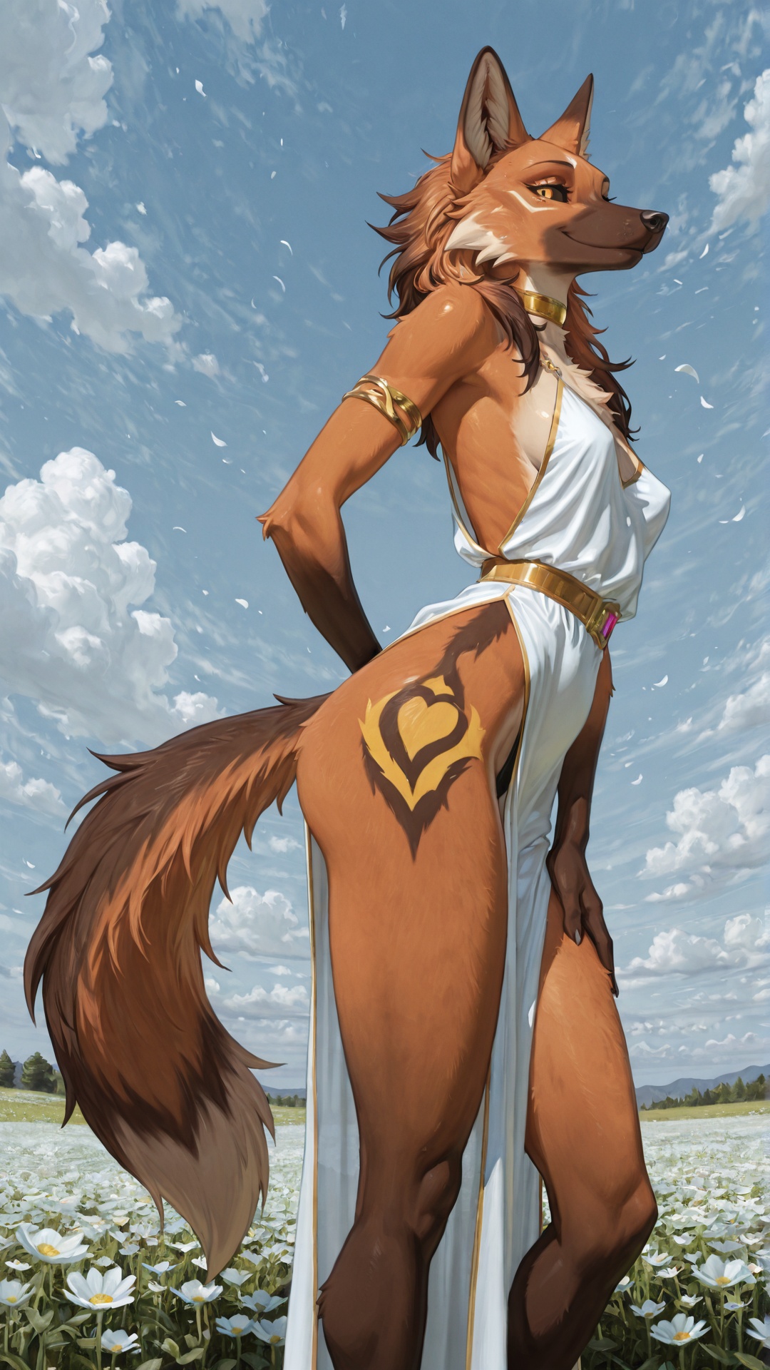 Maned Wolf Woman in Flowery Meadow