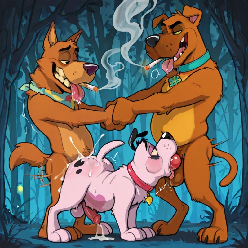 Anthro Dog-Fox-Wolf-Otter in Sensual Marijuana Scene