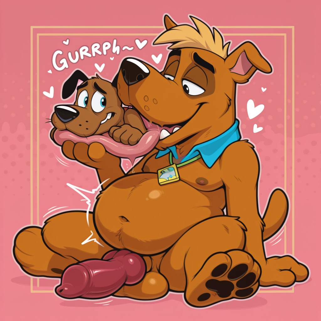 Two Toon Dogs in a Twilight Forest