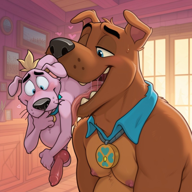Two Anthro Dogs in a Romantic Meadow Male/Male