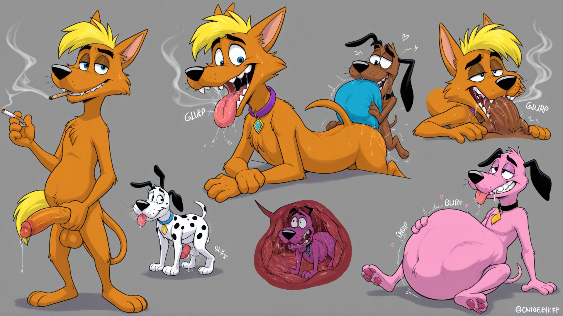 Courage the Cowardly Dog in Rainbow Vore Orgy
