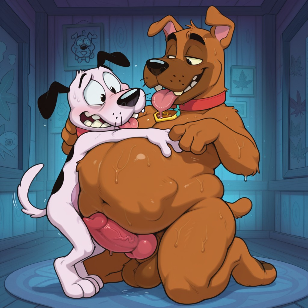 Courage the Cowardly Dog in a Trippy Romantic Scene