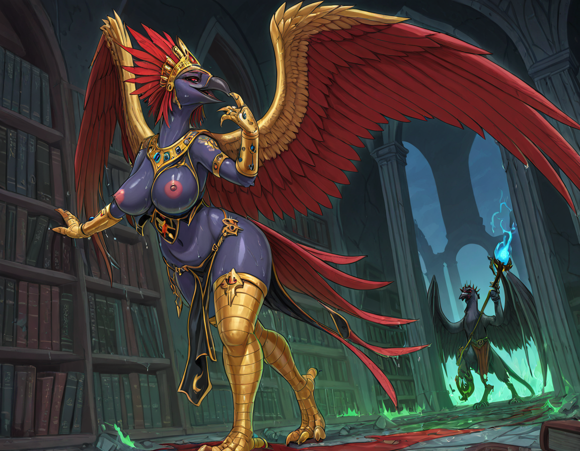 Tzeentch's Avian Lord in Ruined Library
