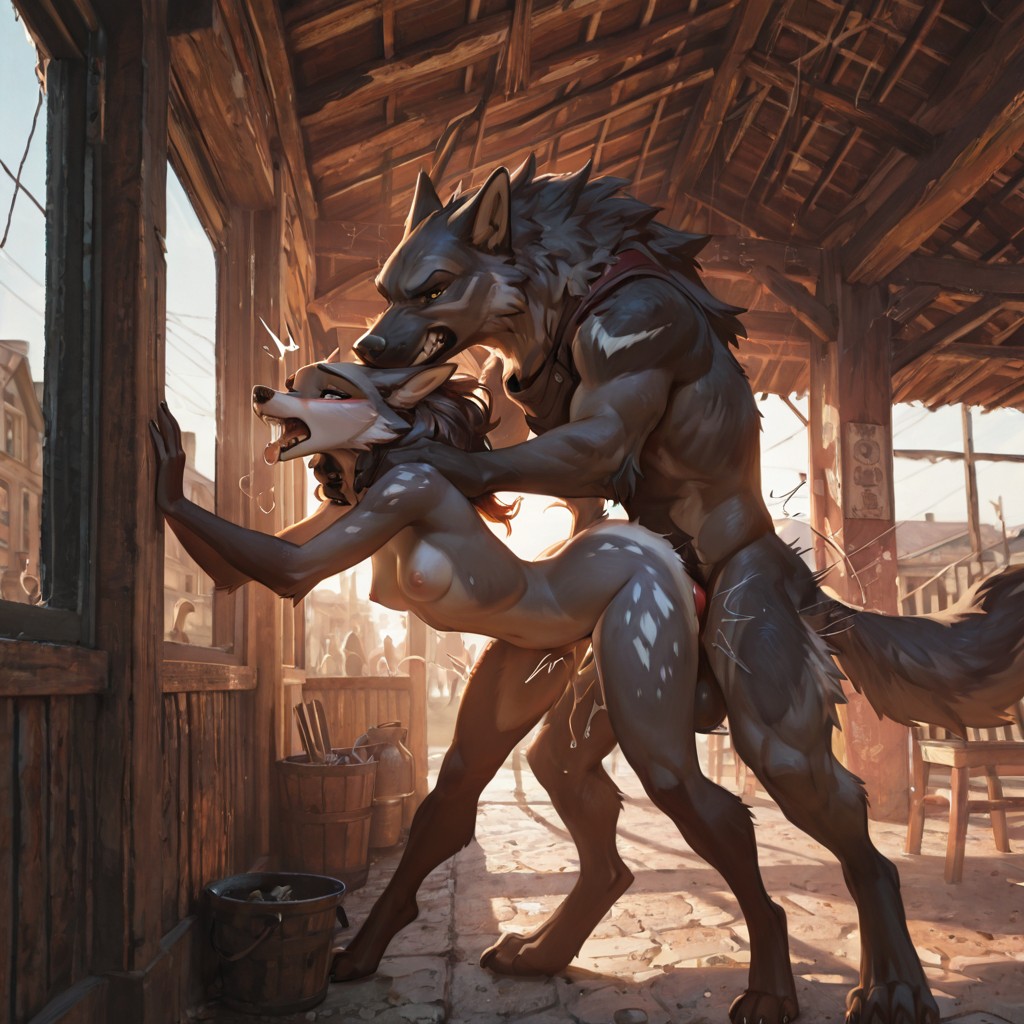 Wolf and Dragon in Moonlit Forest