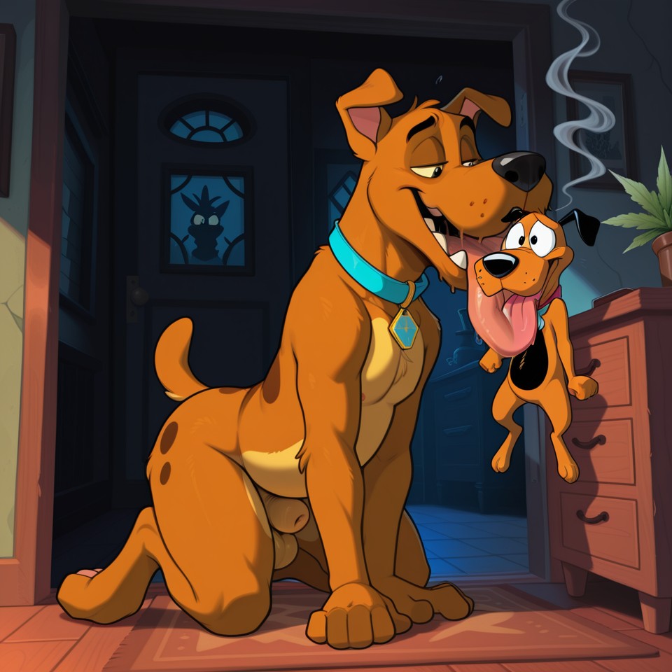 Scooby-Doo And Courage The Cowardly Dog Sharing Marijuana Duo