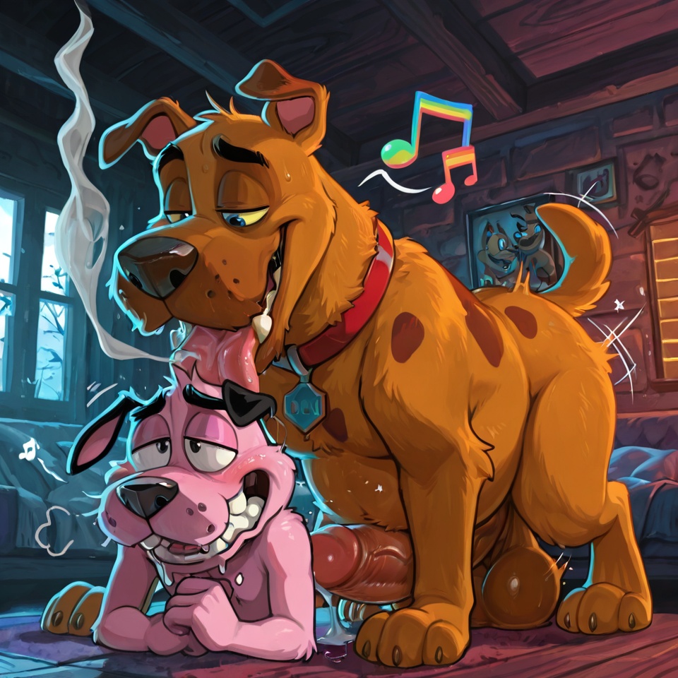 Courage the Cowardly Dog in Rainbow Vore Scene