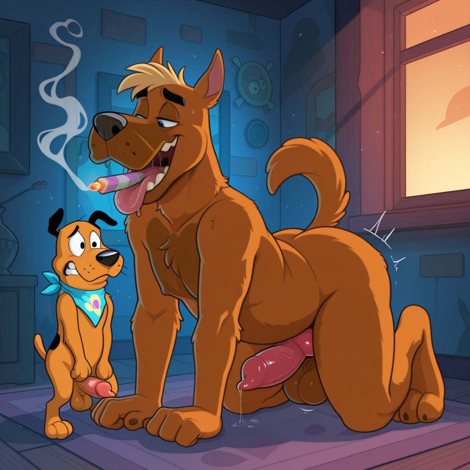 Courage the Cowardly Dog Swallowing Scooby Doo Slightly Chubby