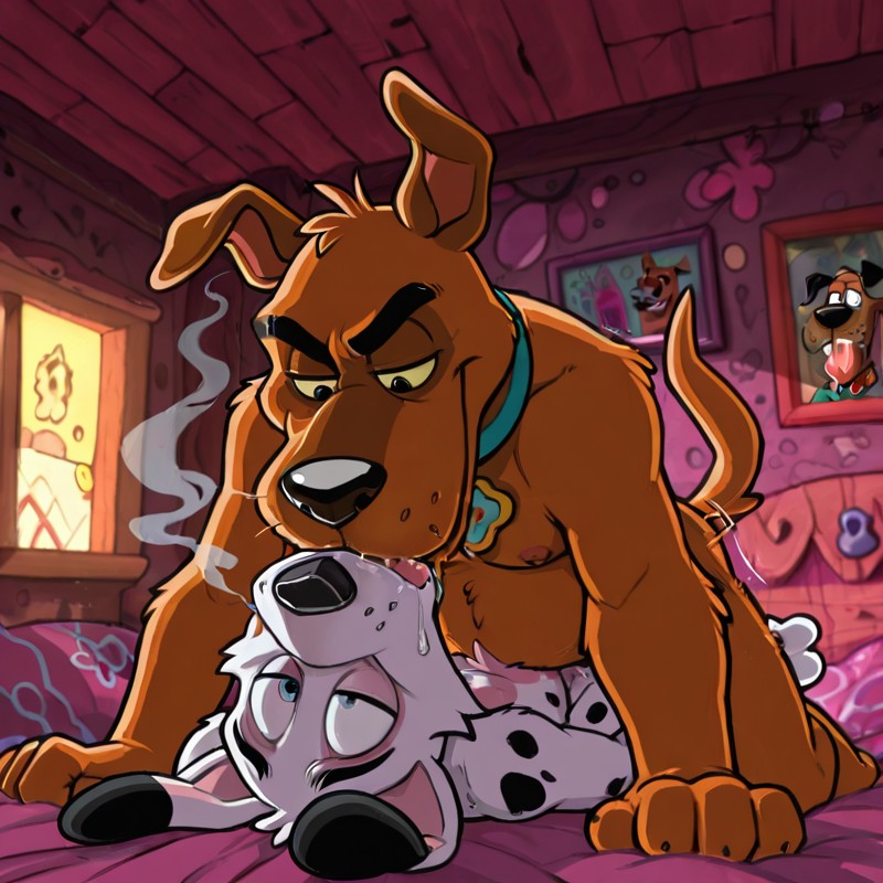 Courage the Cowardly Dog in Passionate Embrace
