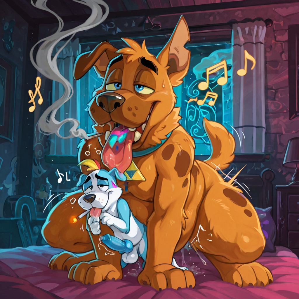 Courage the Cowardly Fox in Rainbow Vore Scene