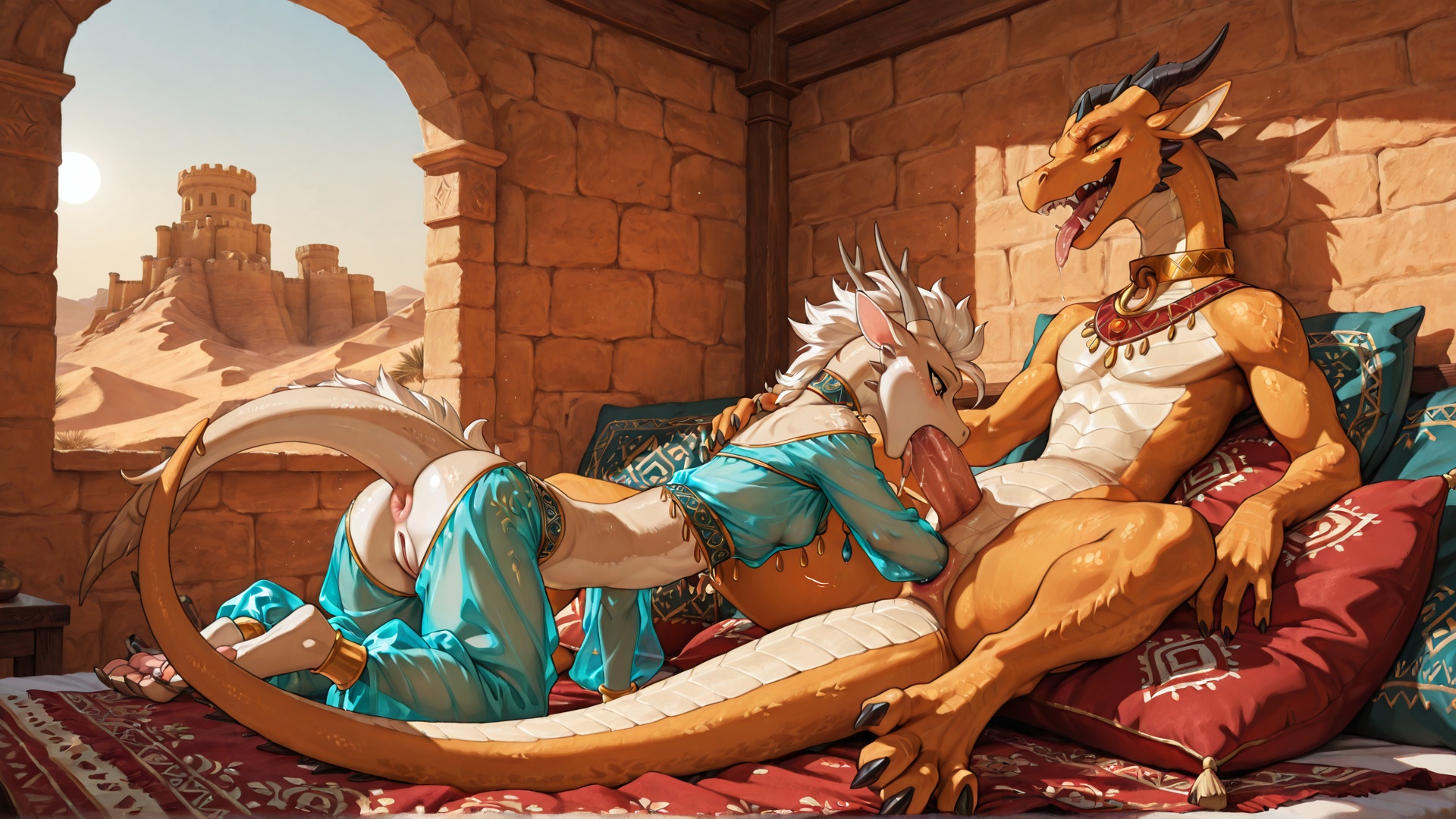 Majestic Dragons in Passionate Embrace