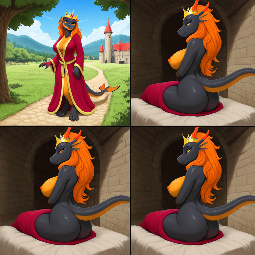 Majestic Furry Queen in Royal Castle