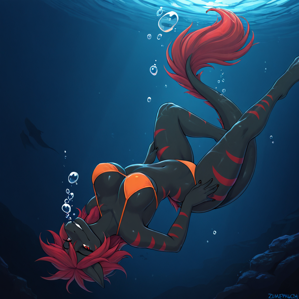 Elderly Dragon Lady Underwater