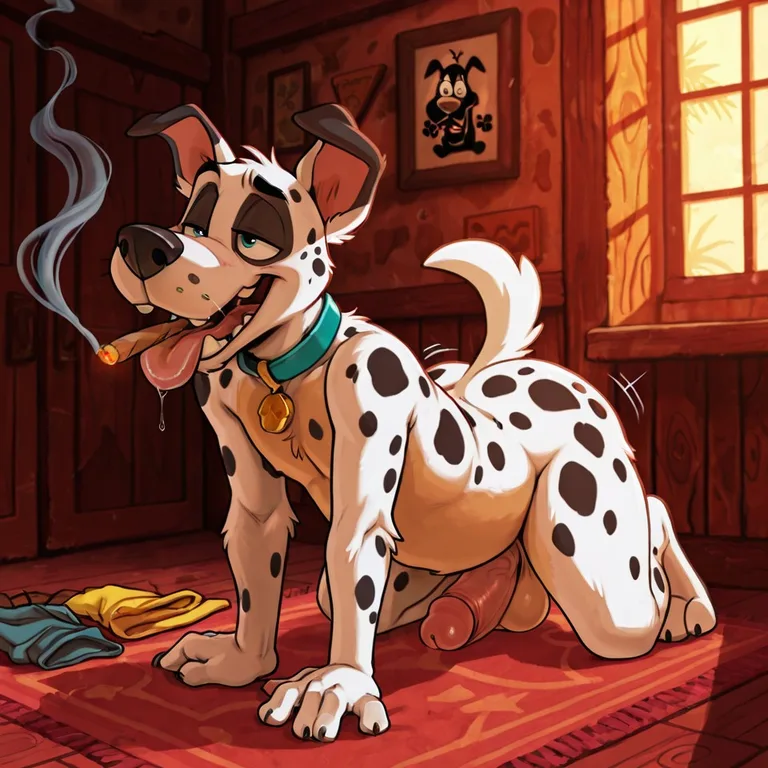 Courage the Cowardly Dog Dalmatian Smoking and Relaxing