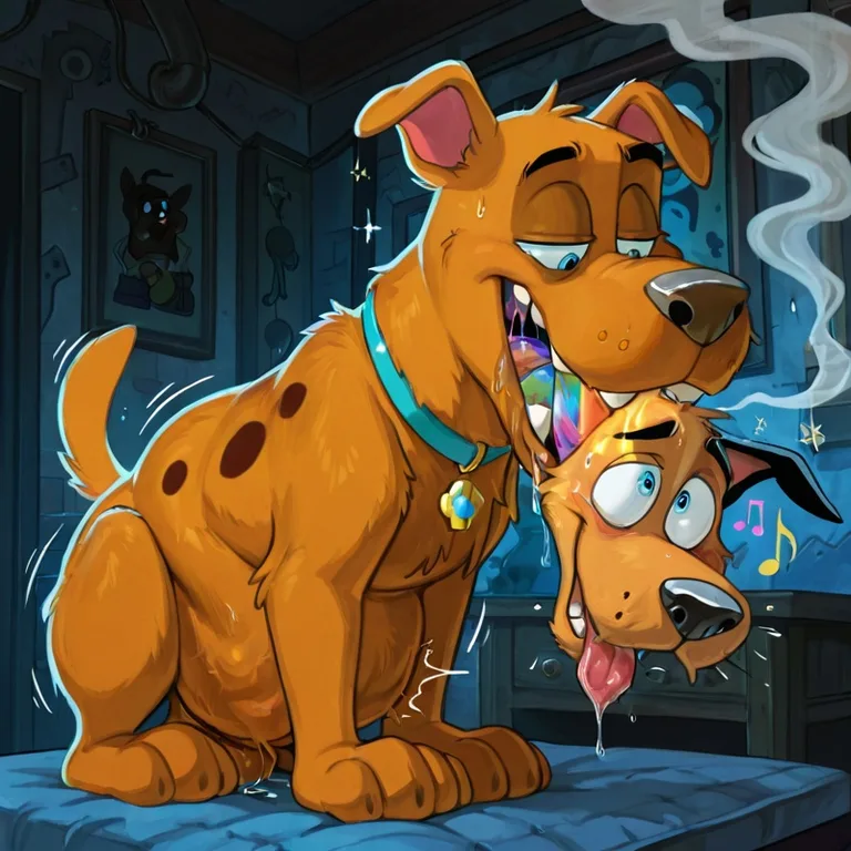 Courage the Cowardly Dog in Neon Rainbow Romance