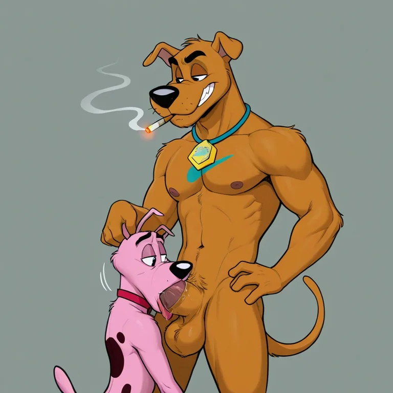 Courage the Cowardly Dog Smoking Marijuana with Scooby-Doo Male/Male