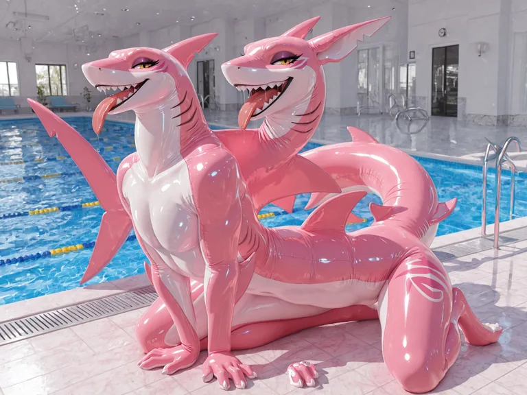 Wild Shark-Wolf Hybrid by Pool