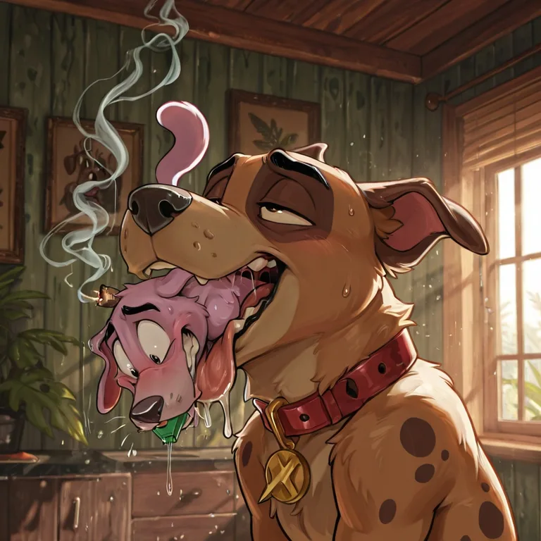 Anthro Dog Stoned and Engulfed