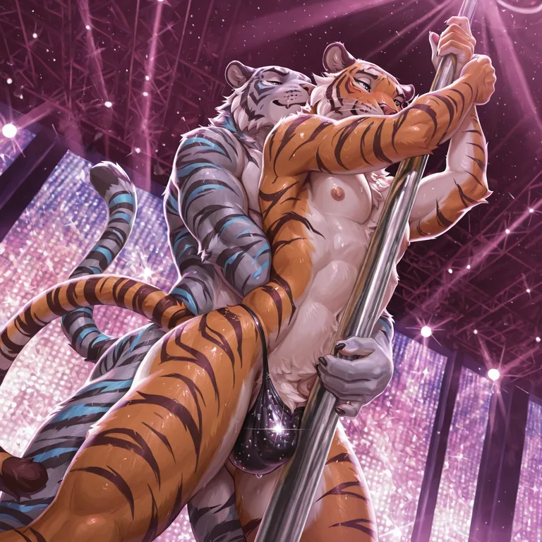 Tiger Dancer Performing on Glitter Stage