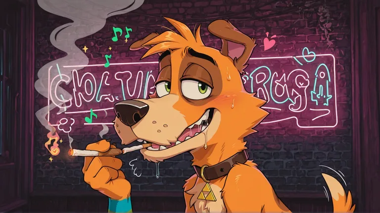Courage the Cowardly Dog Stoned with Rainbow Fur