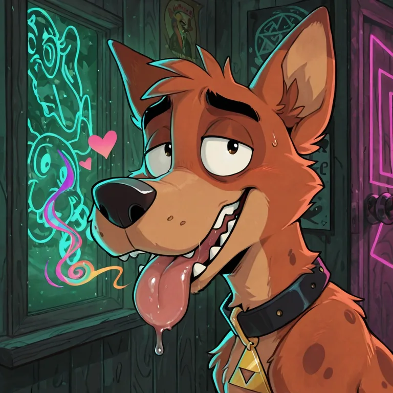 Anthro Stoner Dog Hypnotized by Neon Swirls