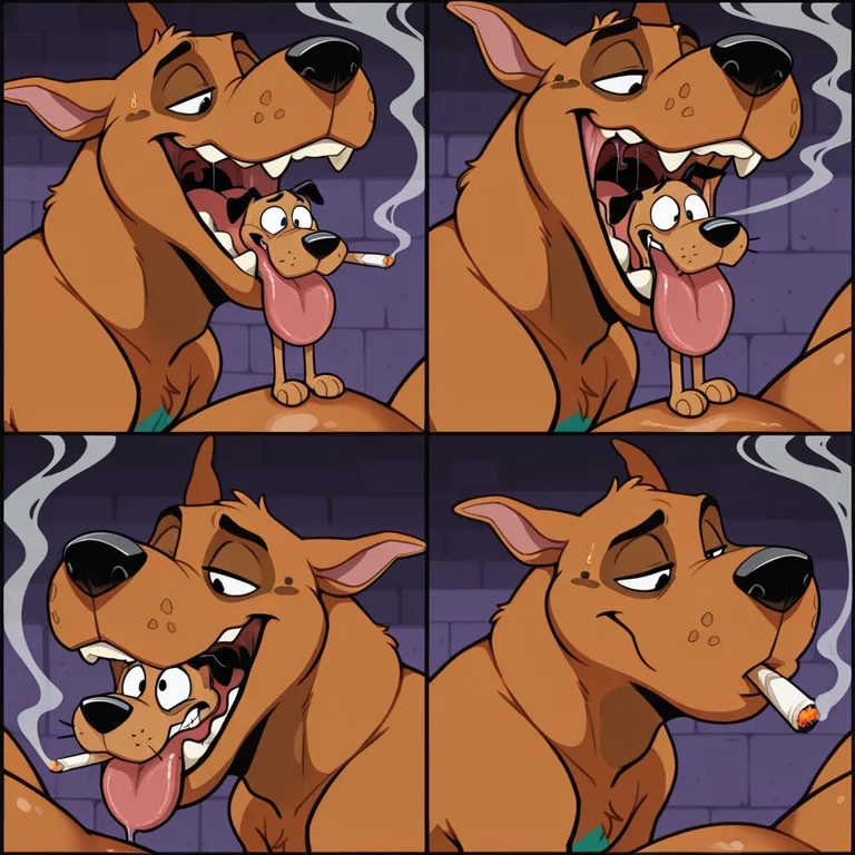 Scooby and Courage in a Tense Encounter Duo