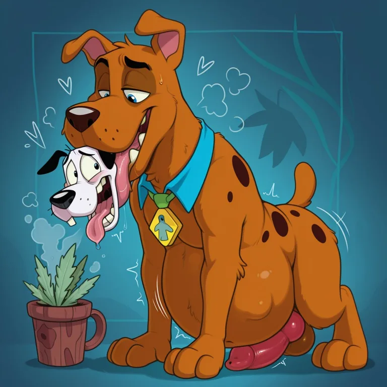 Courage and Scooby in a Rainbow Meadow Solo