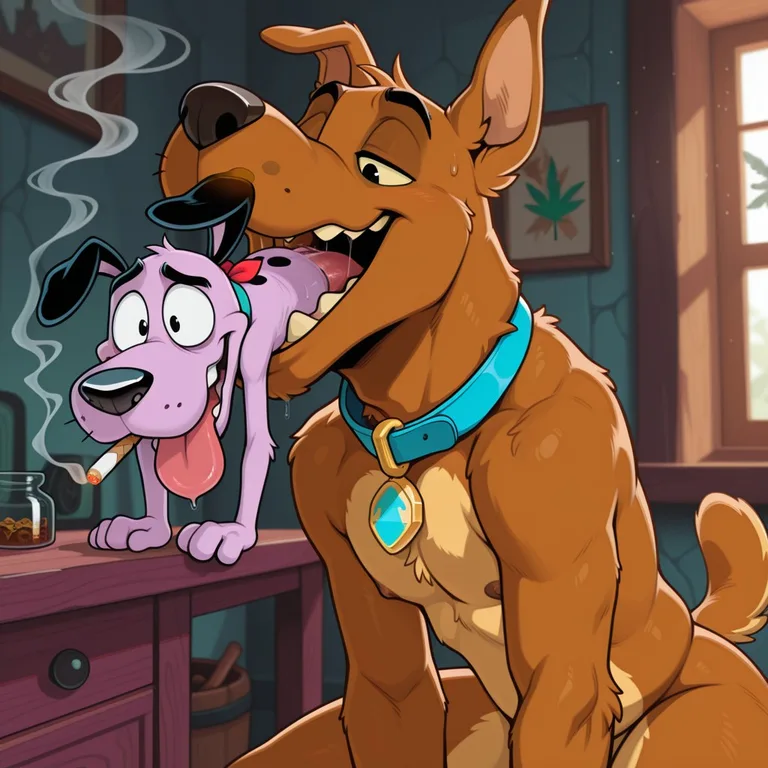 Scooby Doo and Courage Share a Moment