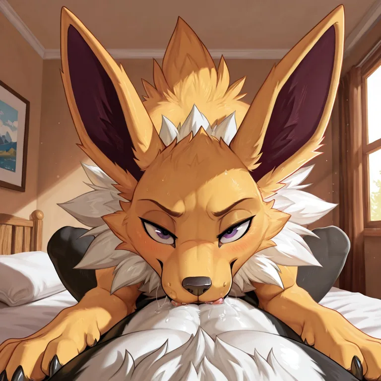 Jolteon Kissing Viewer On Bed