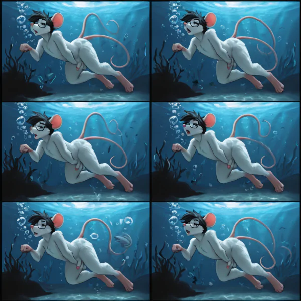 Mouse in Underwater Night