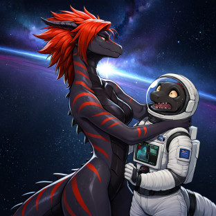 Interspecies Duo in Space Struggle