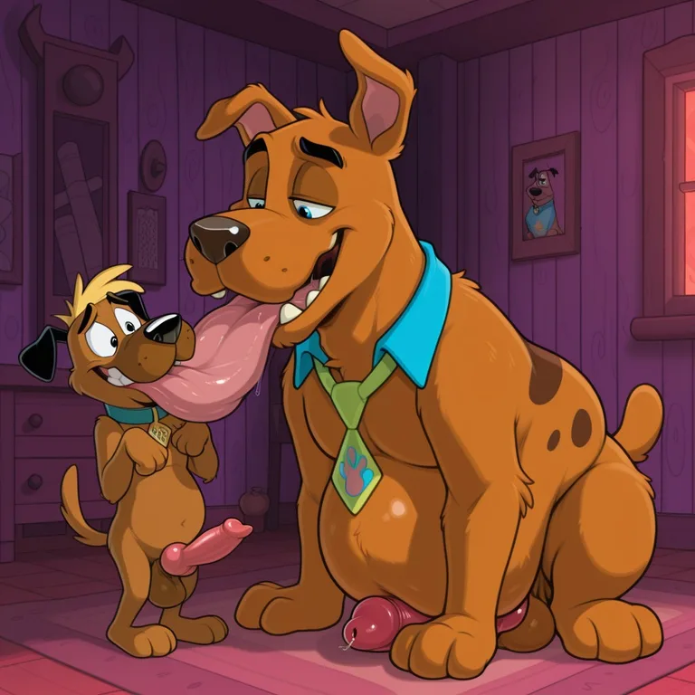 Two Toony Dogs In A Rainbow Glade