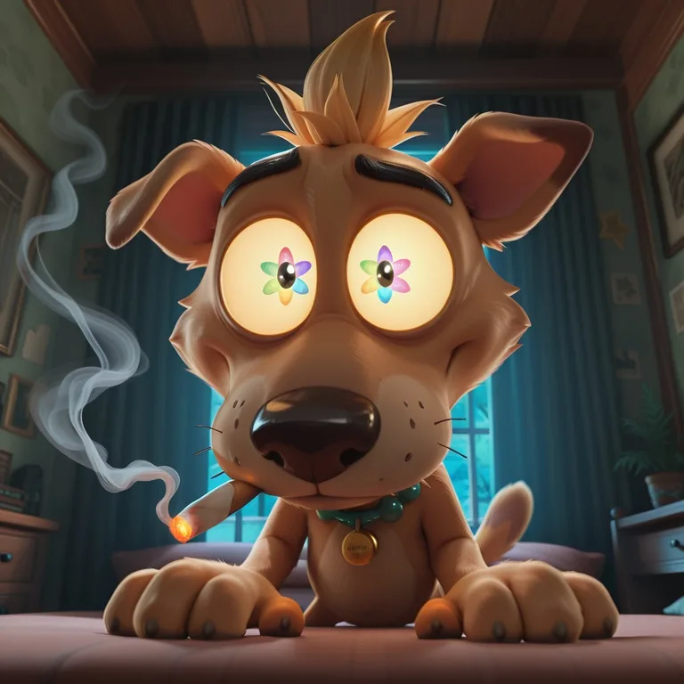 Courage the Cowardly Dog Puffing a Marijuana Joint