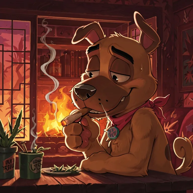 Anthro Courage the Cowardly Dog Smoking Joint