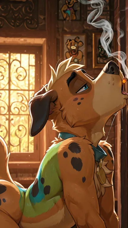 Anthro Scooby and Courage Fox Sharing a Joint