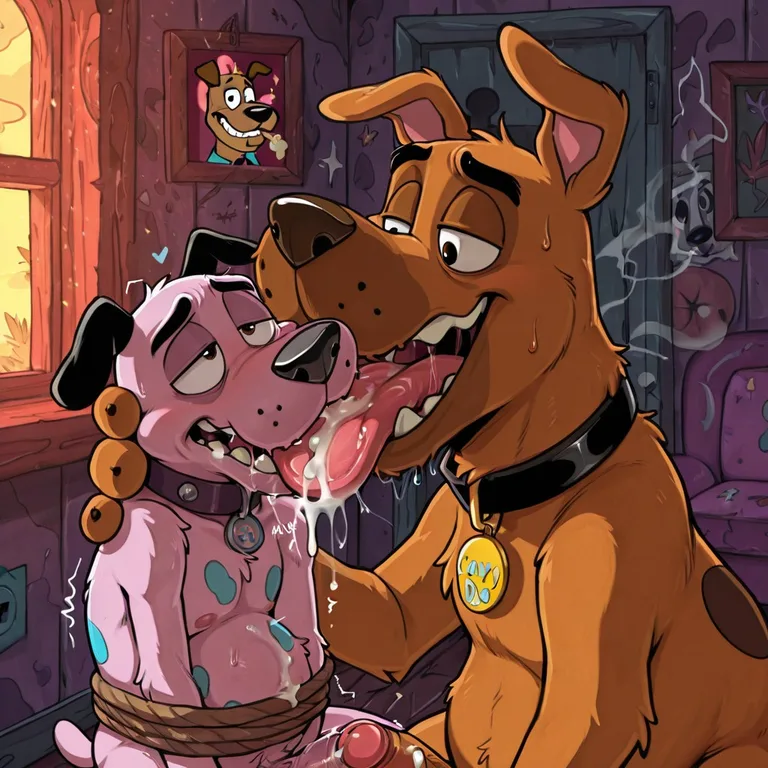 Courage the Cowardly Dog and Scooby Doo: Toony Duo Engage in Playful Mischief