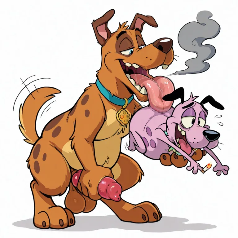Courage the Cowardly Dog Smoking with Friends