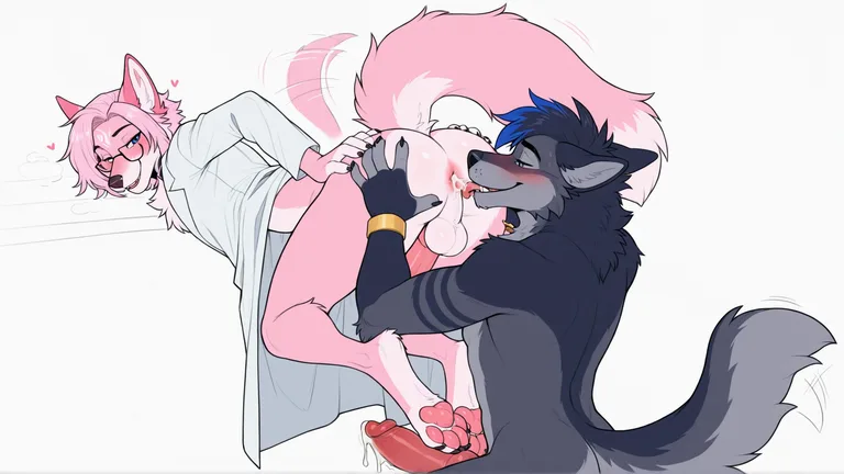 Two Anthropomorphic Animals in Close Affectionate Pose