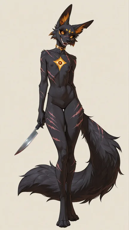 Black Labrador Yandere with Knife