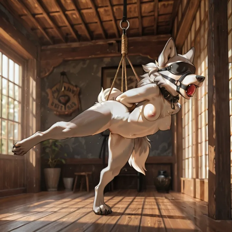 Wolf in Humiliating Public Bondage