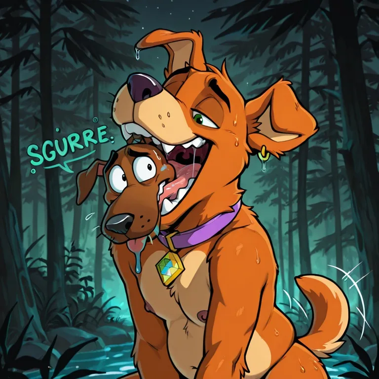 Two Anthro Characters in a Romantic Glowing Forest