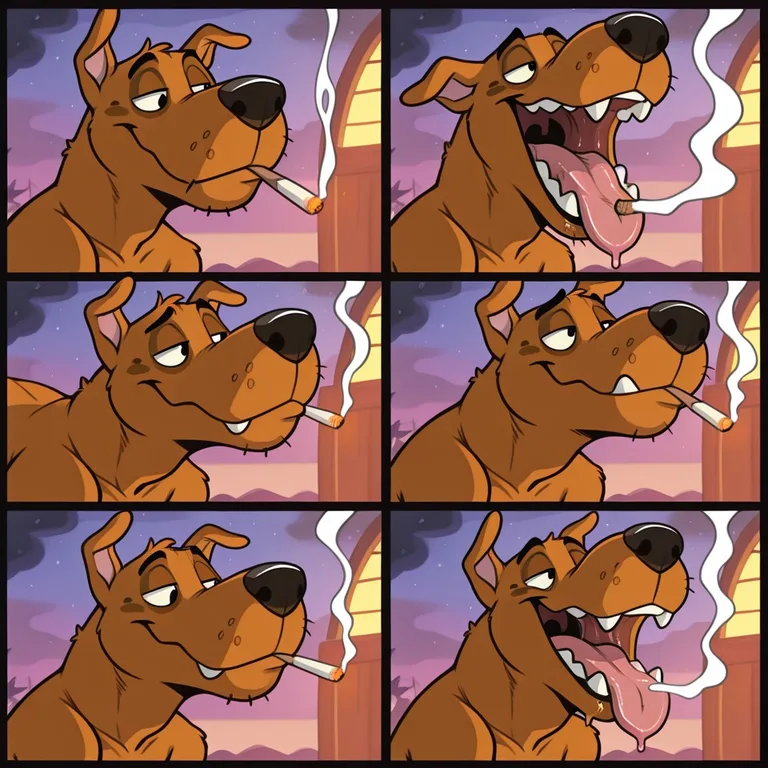 Scooby and Courage Share a Hazy Afternoon