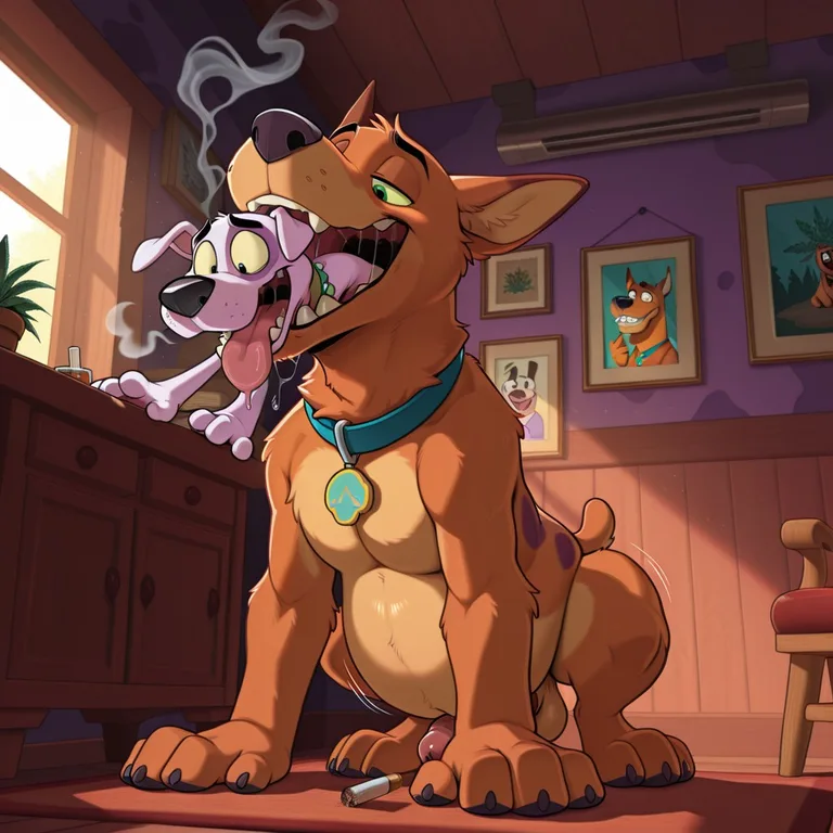 Courage And Scooby Doo Share A Hazy Meadow