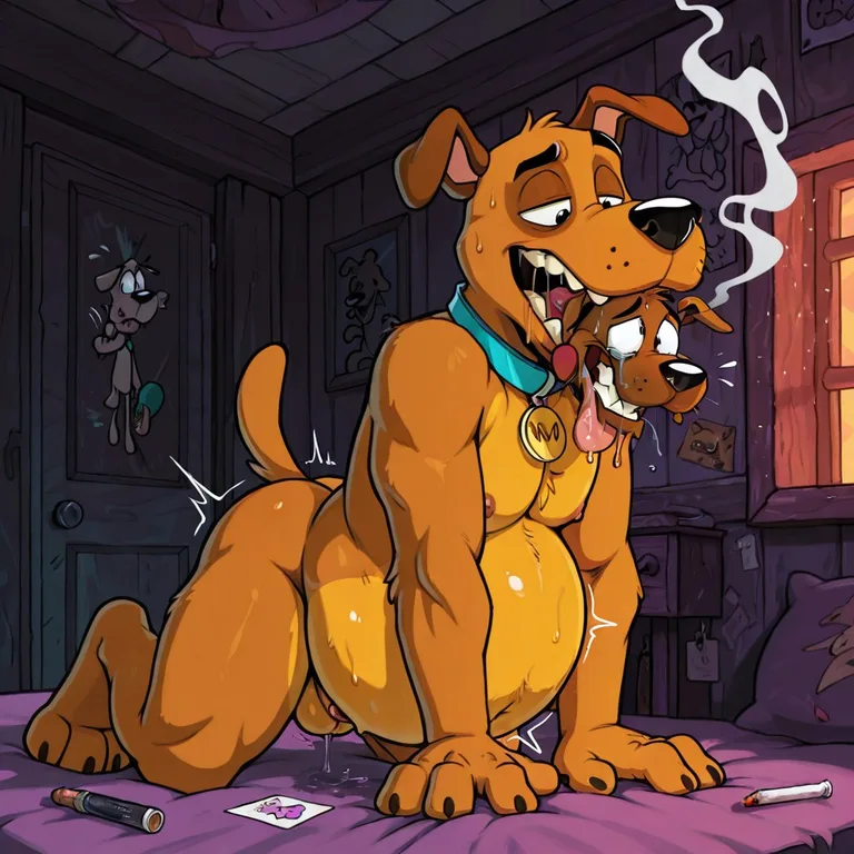 Scooby And Courage In A Cartoon Swallow Scene