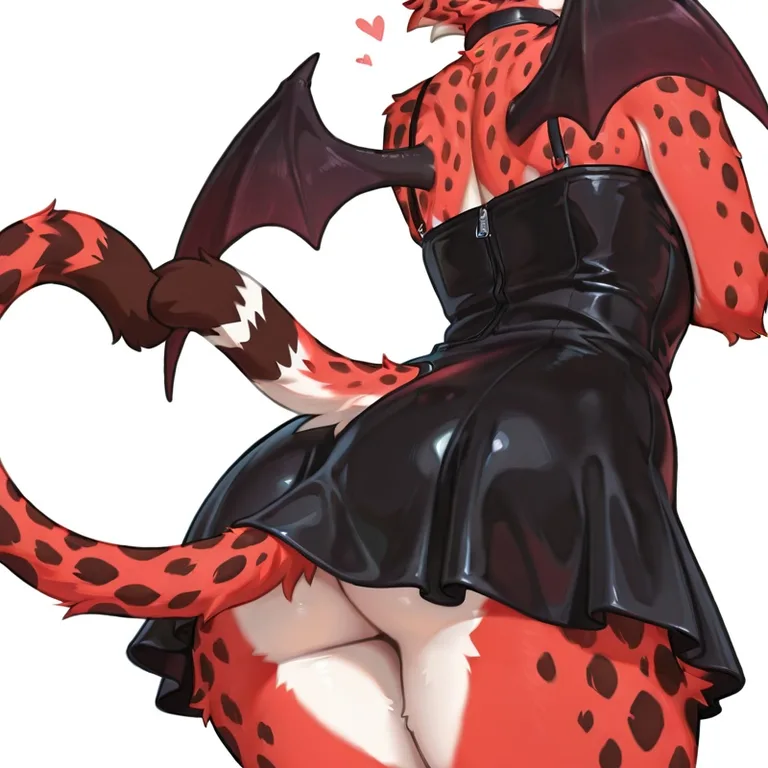 Cheetah Girl with Demon Wings and Heart Tail