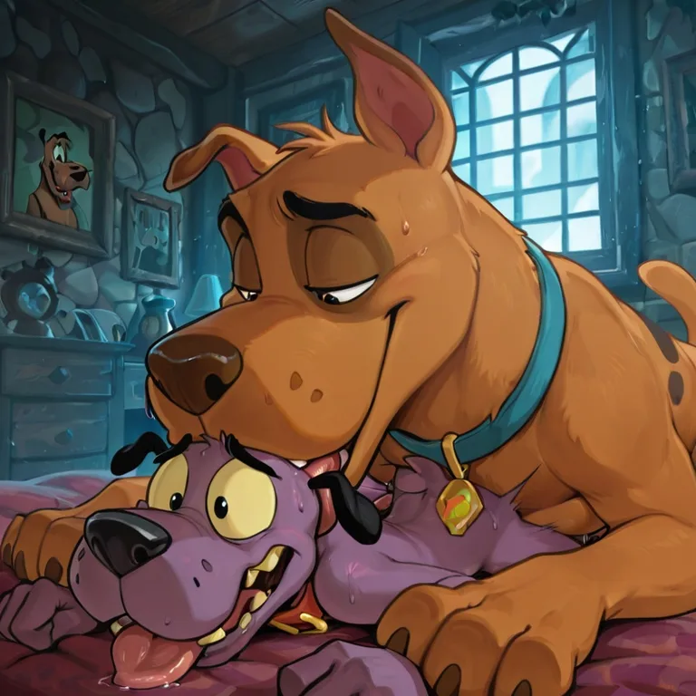 Scooby Doo and Courage Enjoying Outdoor Adventure