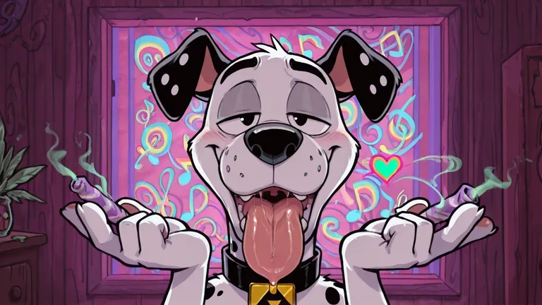 Anthro Male Dalmatian Hypnotized by Rainbow Swirls
