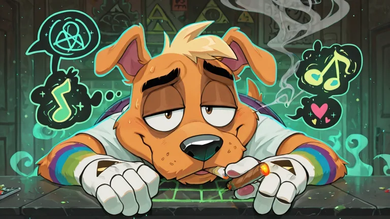 Stoned Gay Furry with Heart and Triforce Symbols