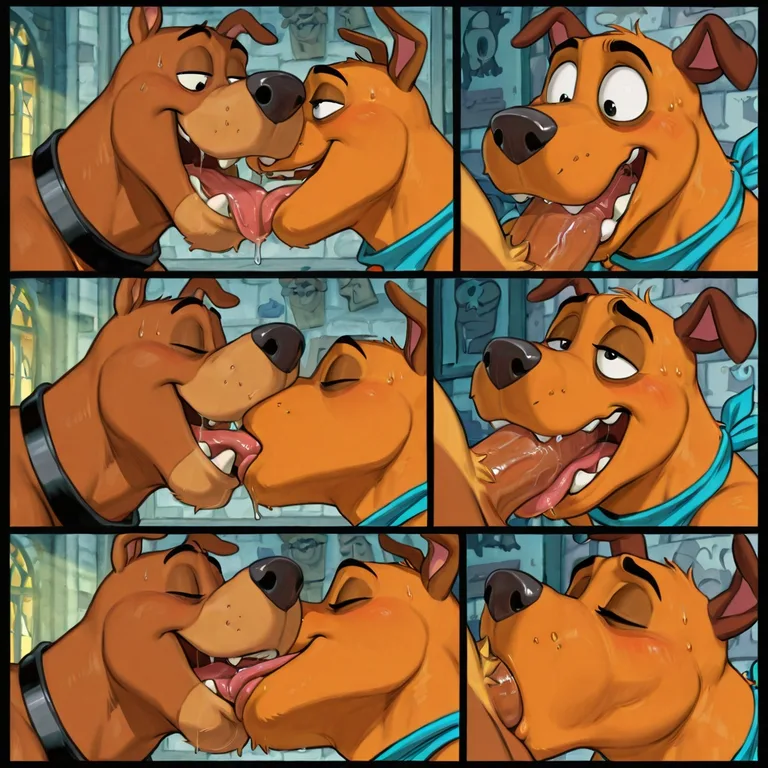 Scooby Doo and Courage French Kissing